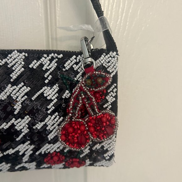 Handcrafted in India Beaded Black Cherry Bag Tik Tok Viral RARE New Release NWT - Picture 4 of 5